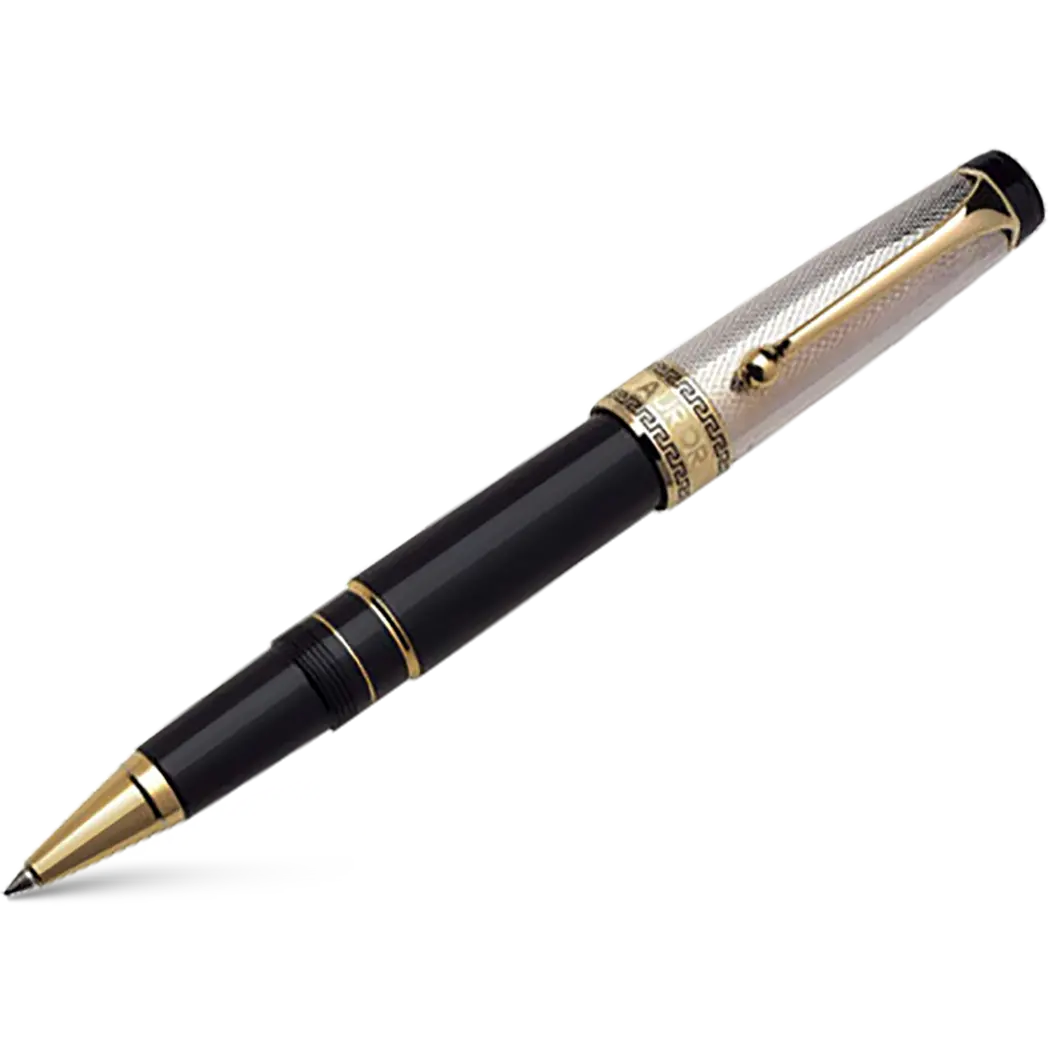 Aurora Optima Rollerball Pen - Solid Silver-Pen Boutique Ltd