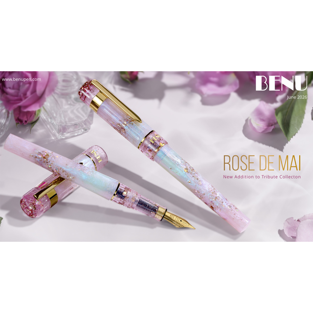 Benu Tribute Fountain Pen - Rose de Mai-Pen Boutique Ltd