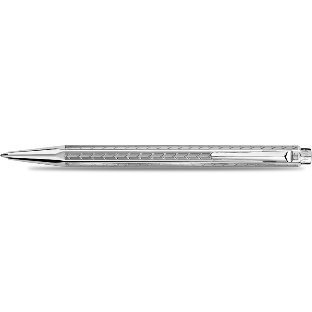 Caran d'Ache Ecridor Ballpoint Pen - Chevron Rhodium-Pen Boutique Ltd