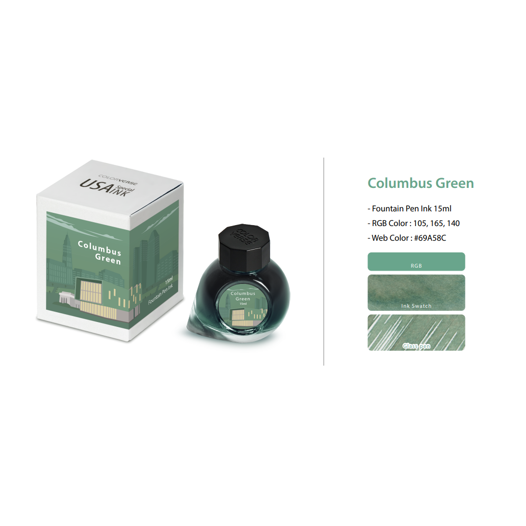 Colorverse USA Special Ink Bottle - Columbus Green - 15 ml-Pen Boutique Ltd