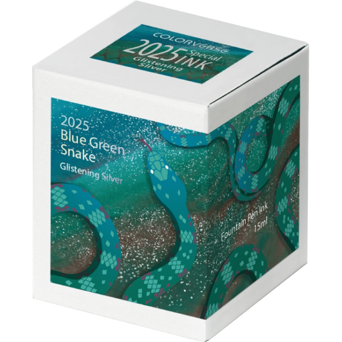 Colorverse Ink Bottle - 2025 Blue Green Snake - Glistening Silver - 15ml - Pen Boutique Ltd