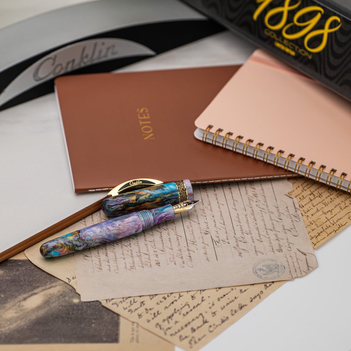 Conklin 1898 Collection Fountain Pen - Primary Manipulation 4.5 - Yellow Gold Trim (Limited Edition)-Pen Boutique Ltd