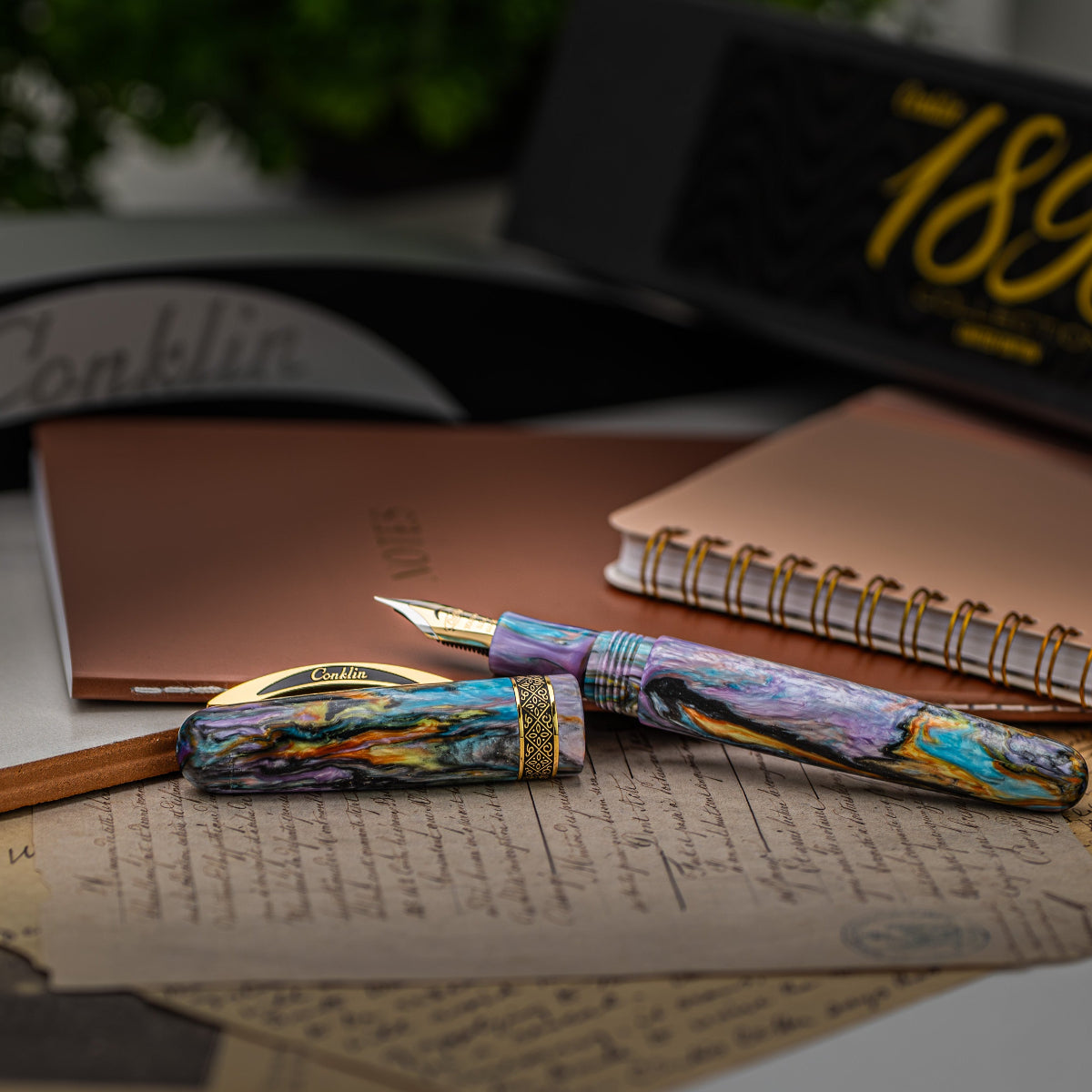 Conklin 1898 Collection Fountain Pen - Primary Manipulation 4.5 - Yellow Gold Trim (Limited Edition)-Pen Boutique Ltd
