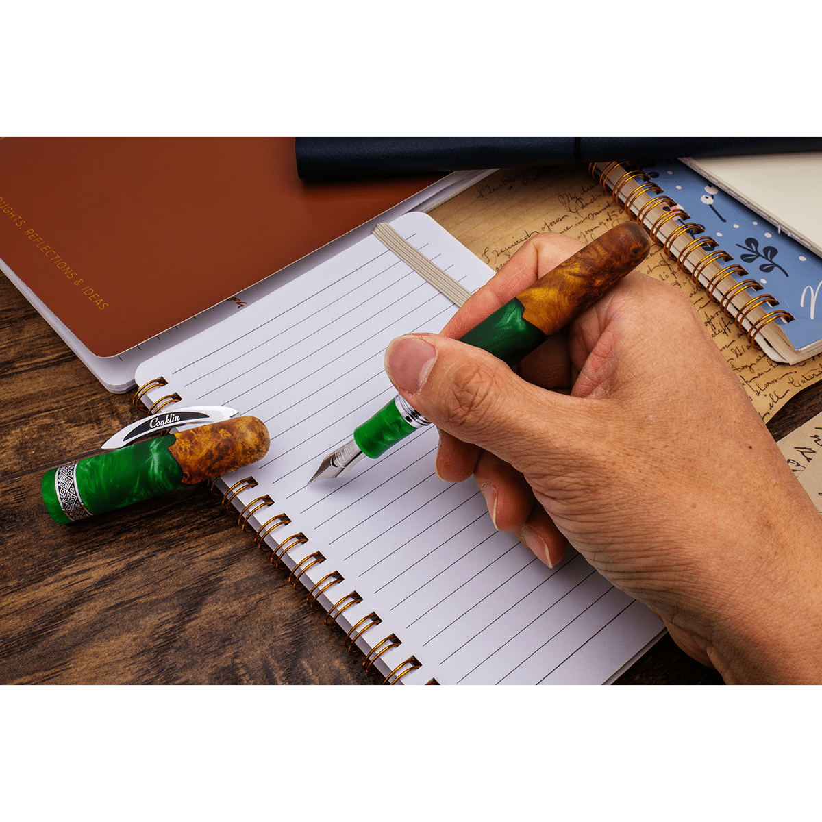 Conklin 1898 Collection Fountain Pen - Spectra Green Fusion - Chrome Trim (Limited Edition) - Pen Boutique Ltd