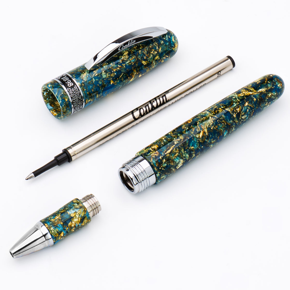 Conklin 1898 Collection Rollerball Pen - Solaris Blue - Chrome Trim (Limited Edition)-Pen Boutique Ltd