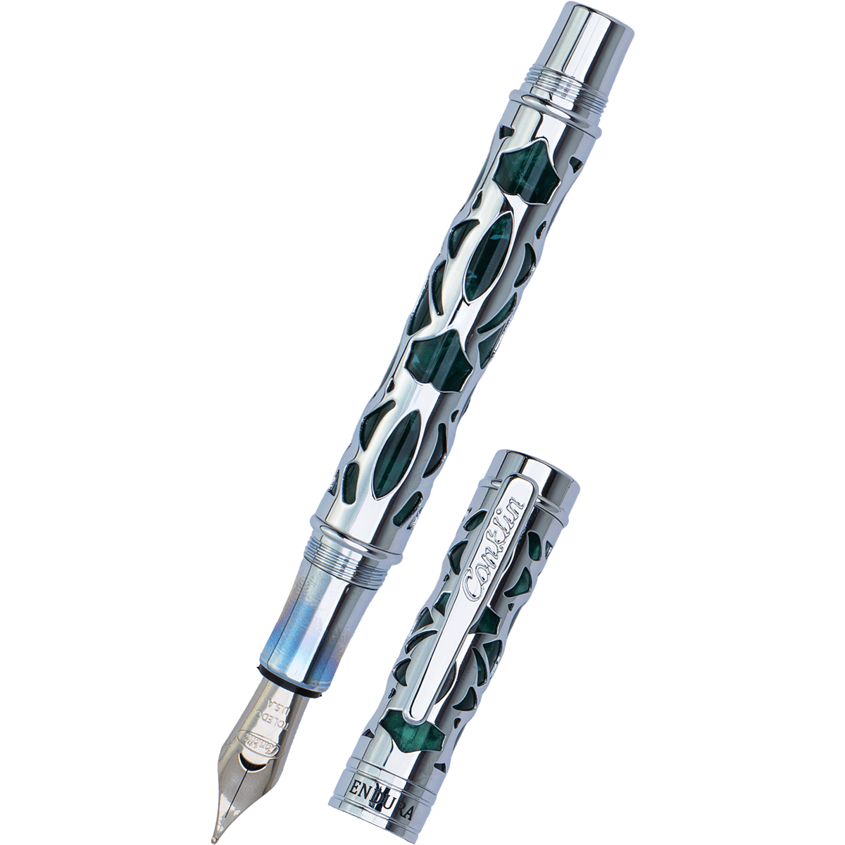 Conklin Endura Fountain Pen - Deco Crest Green - Pen Boutique Ltd