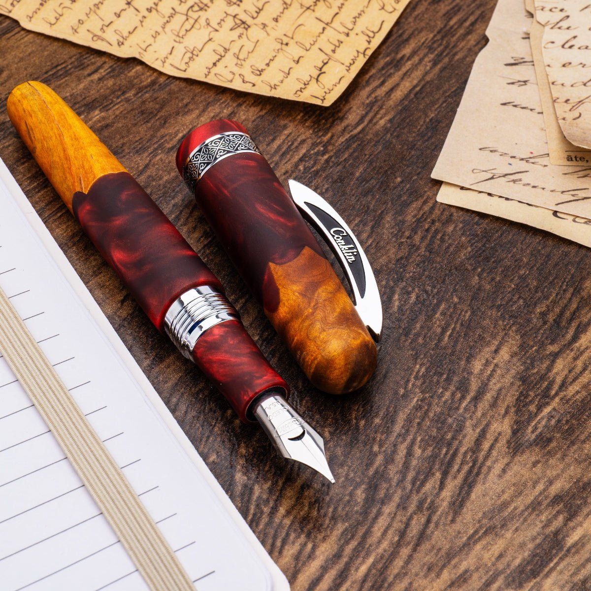 Conklin 1898 Collection Fountain Pen - Spectra Burgundy Fusion - Chrome Trim (Limited Edition) - Pen Boutique Ltd