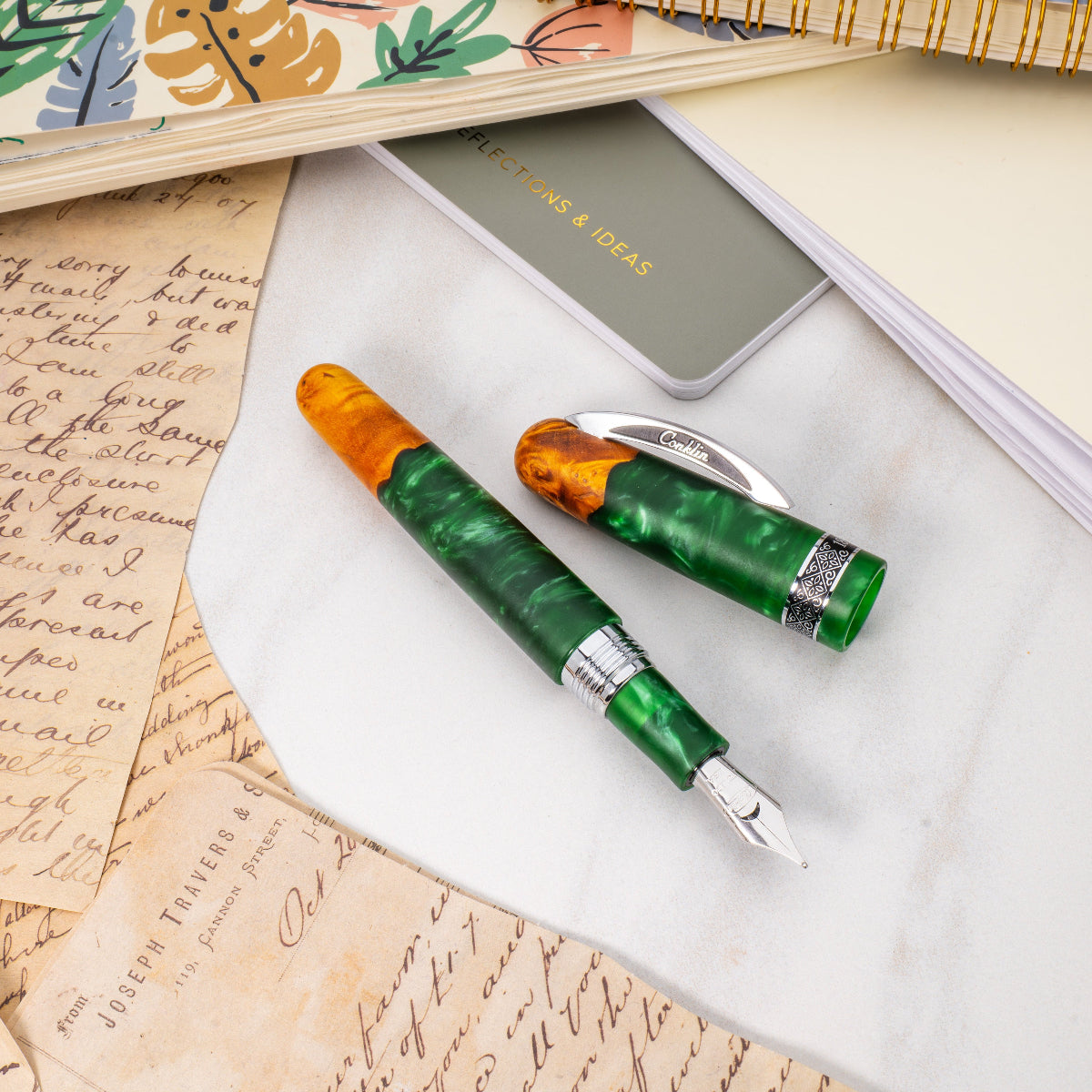 Conklin 1898 Collection Fountain Pen - Spectra Green Fusion - Chrome Trim (Limited Edition)