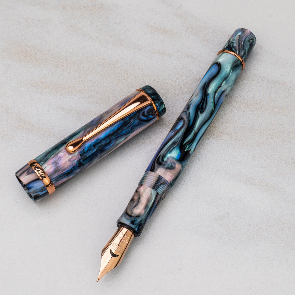 Conklin Duragraph Fountain Pen - Brooks Red Abalone - Rose Gold Plated Trim Limited Edition (Pen Boutique Exclusive)-Pen Boutique Ltd