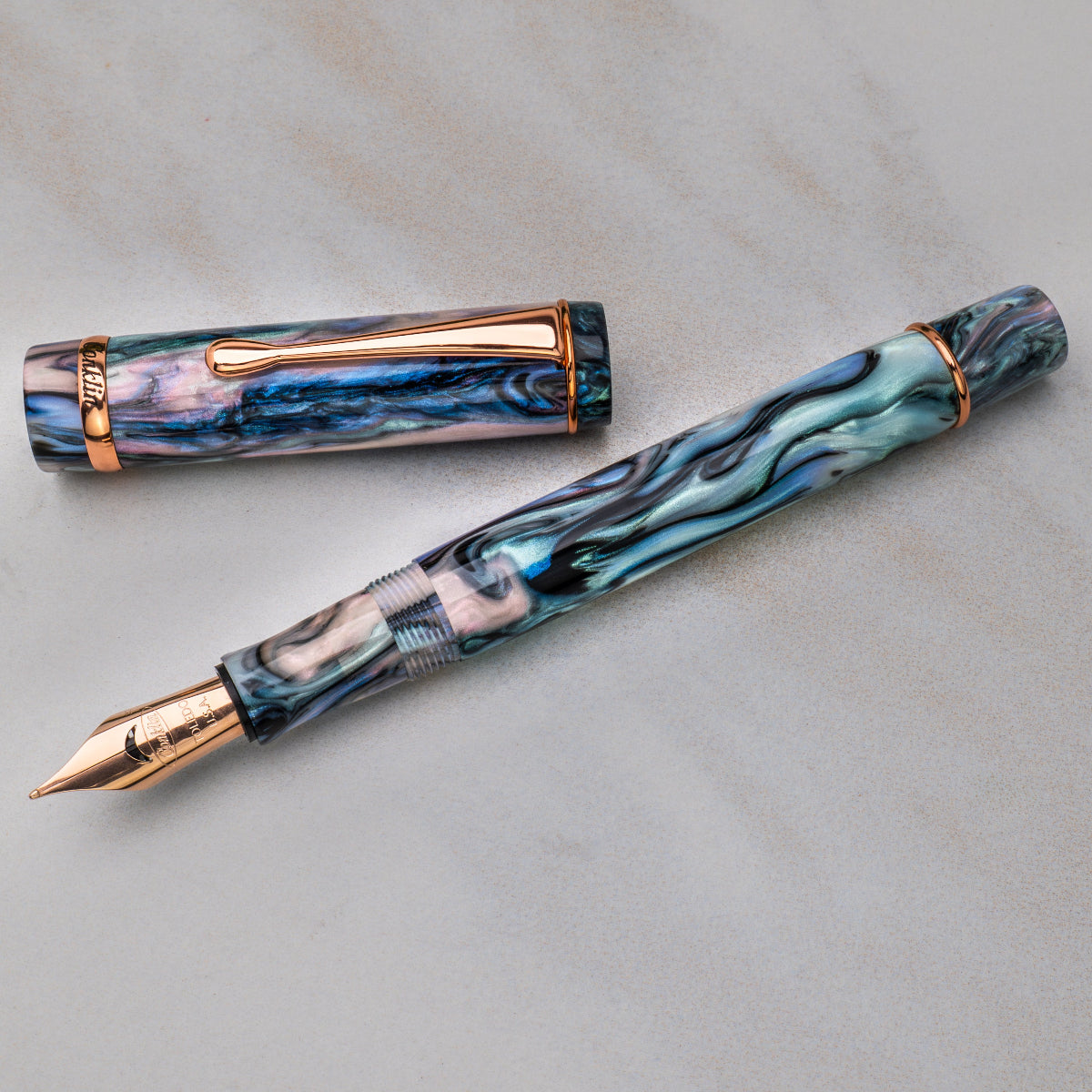Conklin Duragraph Fountain Pen - Brooks Red Abalone - Rose Gold Plated Trim Limited Edition (Pen Boutique Exclusive)-Pen Boutique Ltd