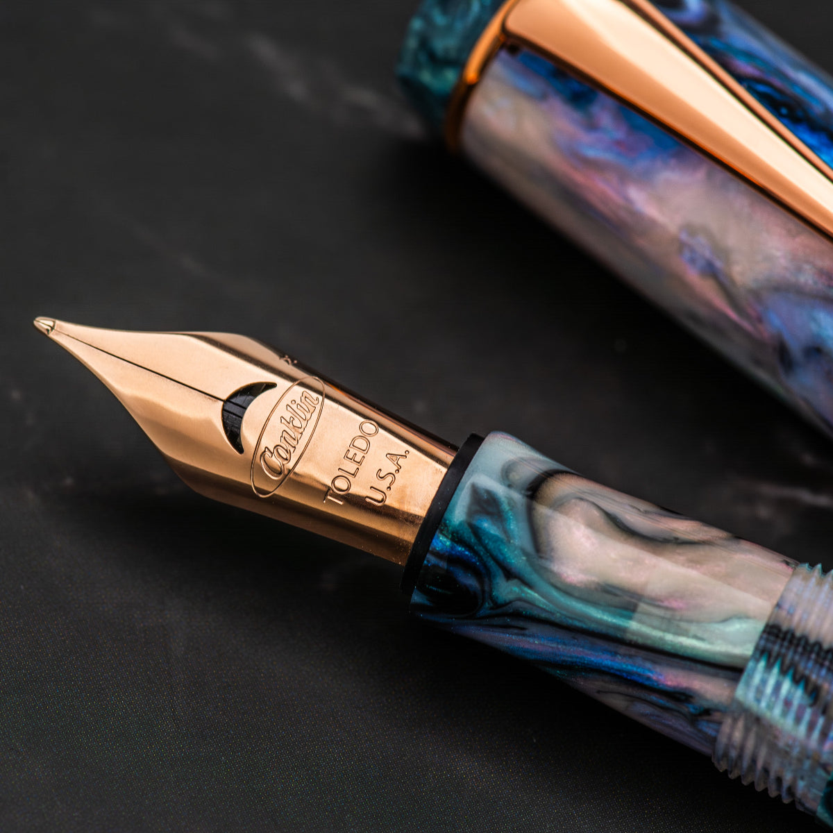 Conklin Duragraph Fountain Pen - Brooks Red Abalone - Rose Gold Plated Trim Limited Edition (Pen Boutique Exclusive)-Pen Boutique Ltd