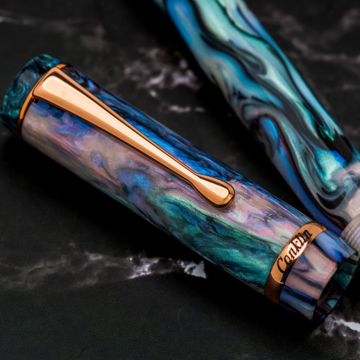 Conklin Duragraph Fountain Pen - Brooks Red Abalone - Rose Gold Plated Trim Limited Edition (Pen Boutique Exclusive)-Pen Boutique Ltd