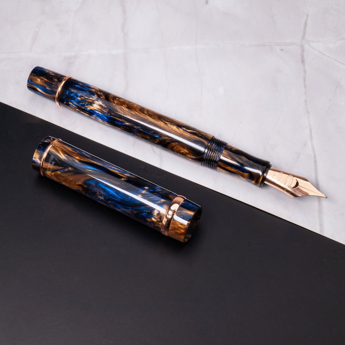 Conklin Duragraph Fountain Pen - Limited Edition - Golden Blue Jay "Horizon" - Rose Gold Plated Trim (Pen Boutique Exclusive) - Pen Boutique Ltd