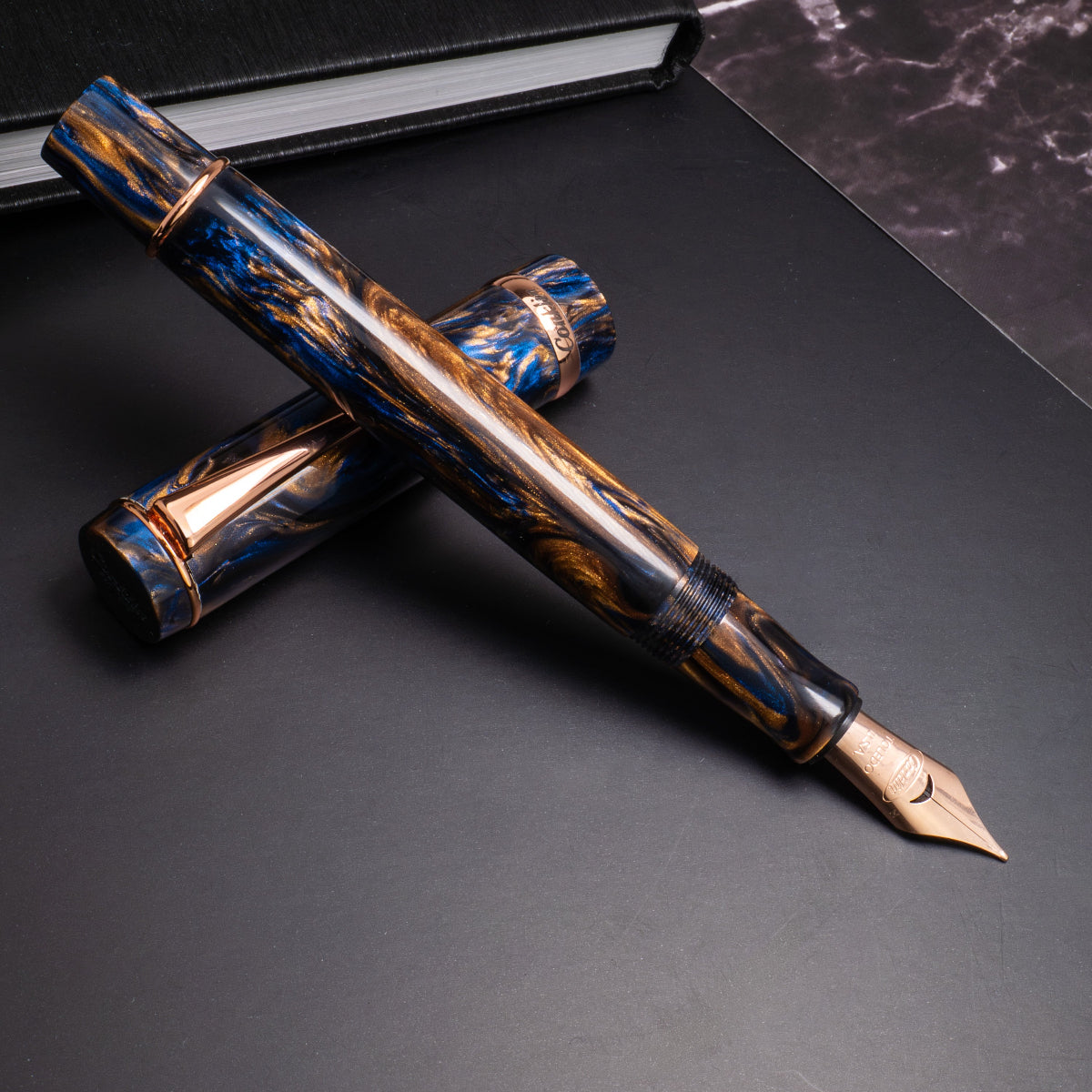 Conklin Duragraph Fountain Pen - Limited Edition - Golden Blue Jay - Rose Gold Plated Trim (Pen Boutique Exclusive)-Pen Boutique Ltd