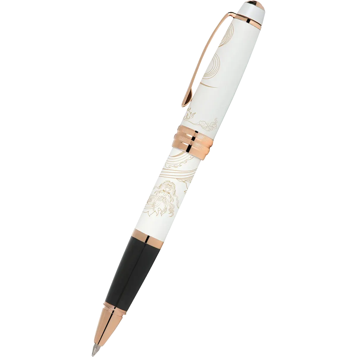 Cross Bailey - Year of the Dragon Pearlescent White Lacquer - Selectip Rollerball Pen - Rose Gold Cross Pens