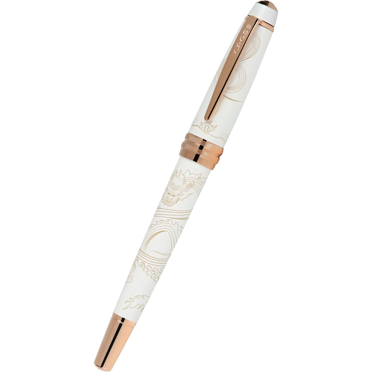Cross Bailey - Year of the Dragon Pearlescent White Lacquer - Selectip Rollerball Pen - Rose Gold Cross Pens