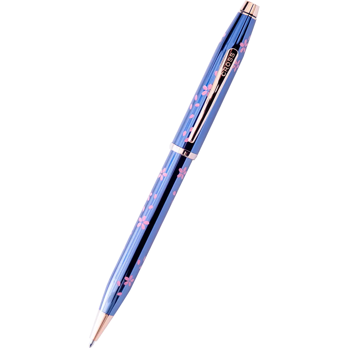 Cross Century II Ballpoint Pen - Cherry Blossom - Translucent Blue - Rose Gold Trim Cross Pens