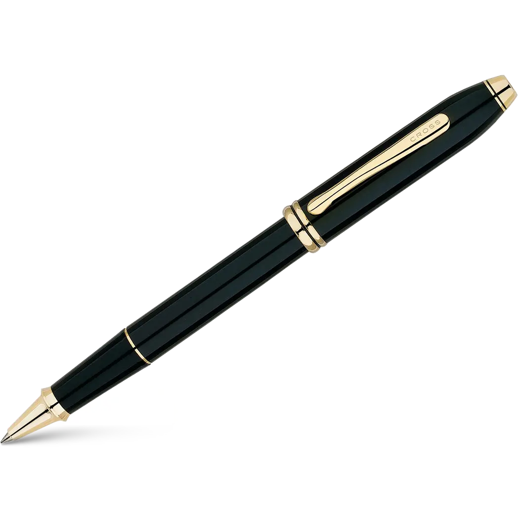 Cross Townsend Rollerball Pen - Black - Gold Trim-Pen Boutique Ltd