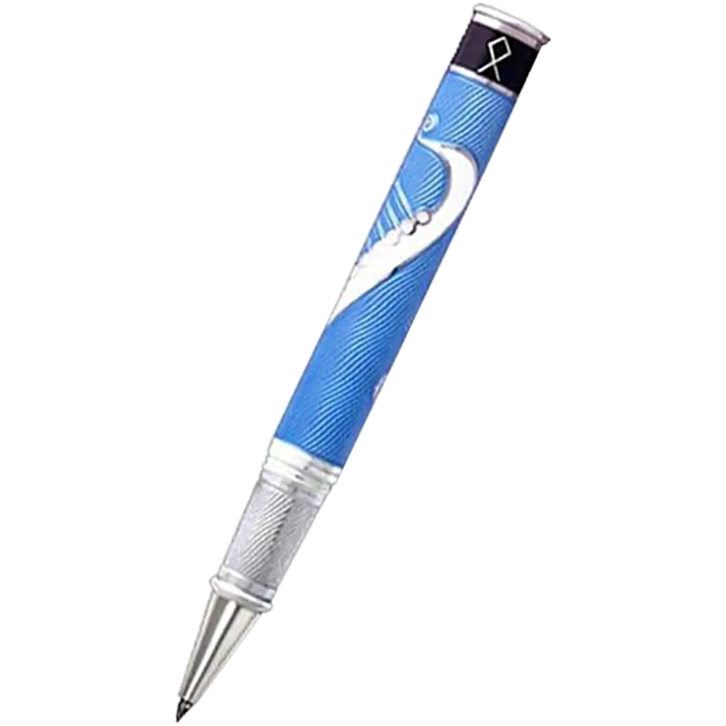 David Oscarson Valhalla Black White and Blue Rollerball Pen-Pen Boutique Ltd