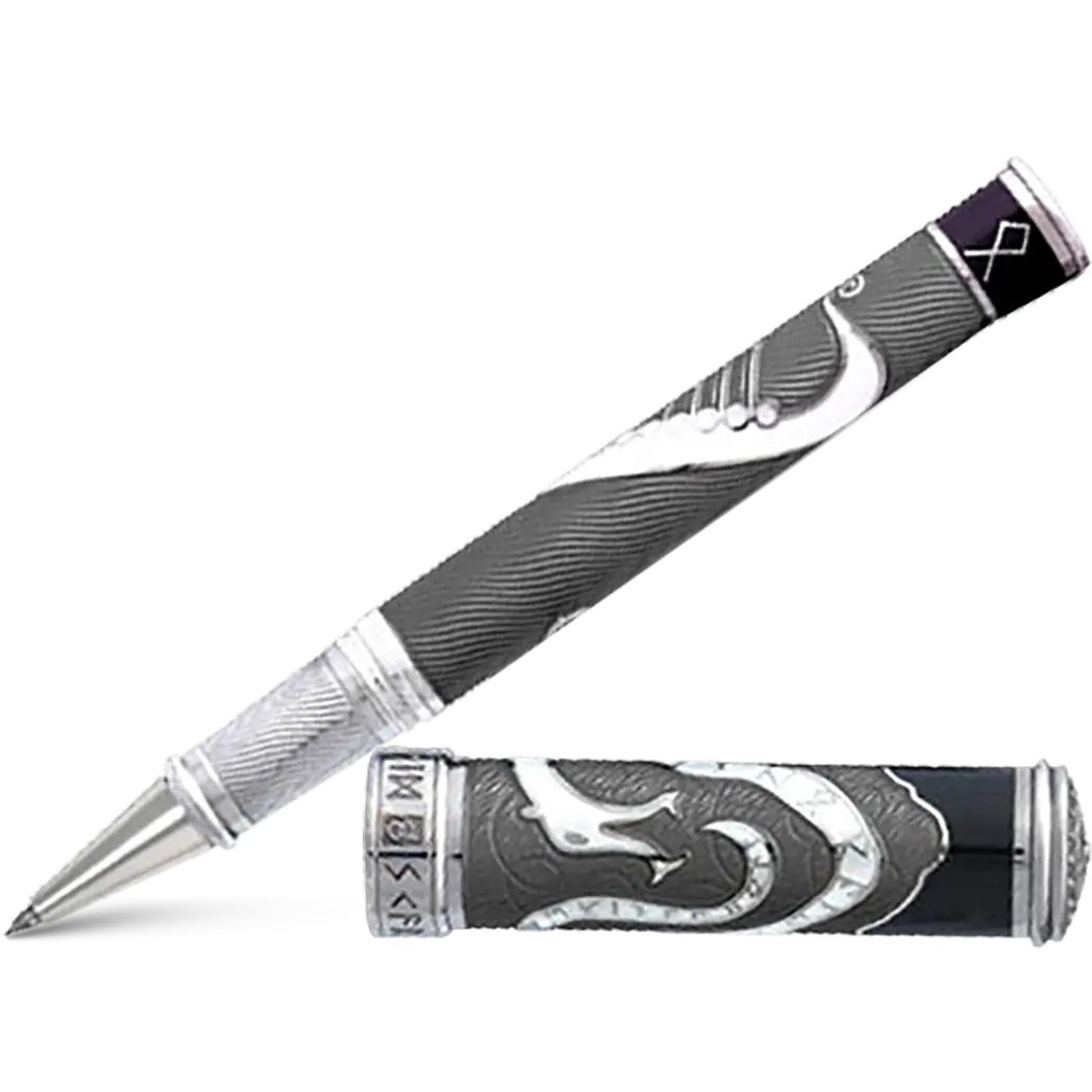 David Oscarson Valhalla Black White and Gray Hard Enamel Rollerball Pen-Pen Boutique Ltd