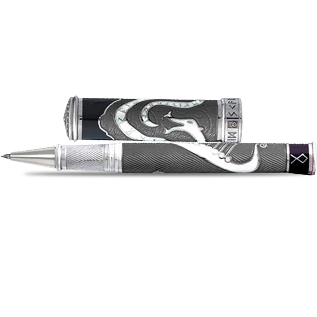 David Oscarson Valhalla Black White and Gray Hard Enamel Rollerball Pen-Pen Boutique Ltd