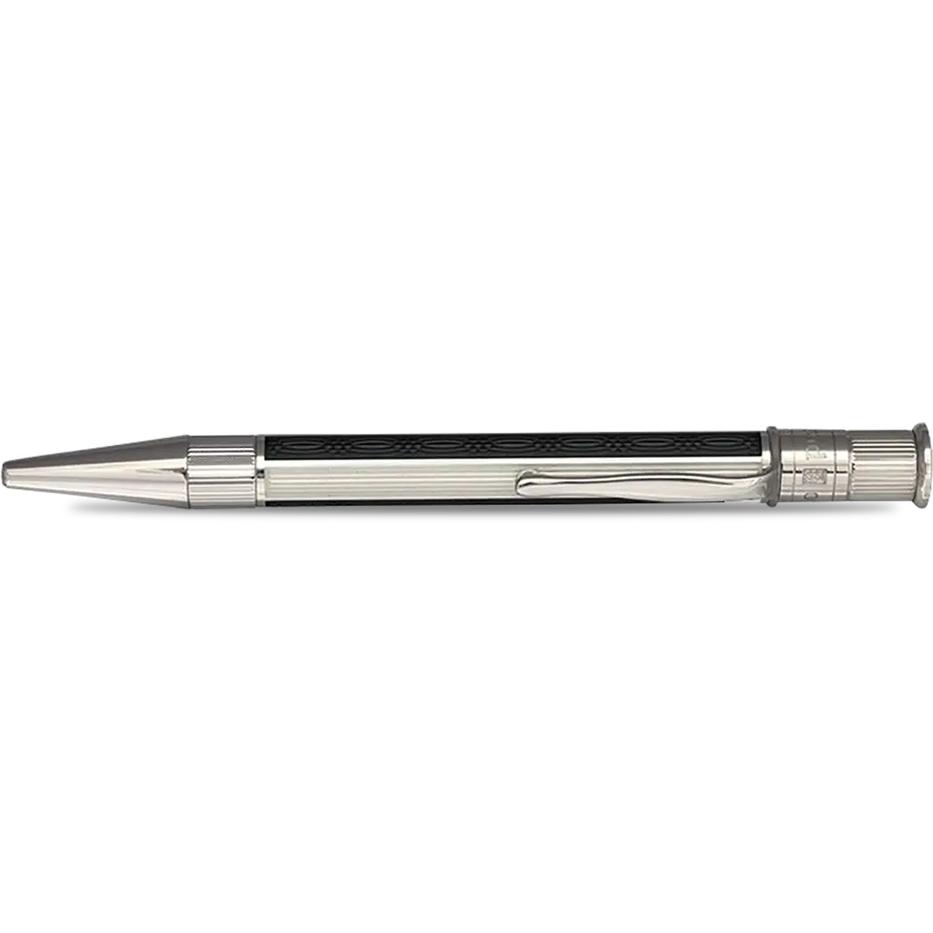 David Oscarson’s Sterling Silver Guilloche and Hard Enamel Ballpoint Pen Black-White-Pen Boutique Ltd