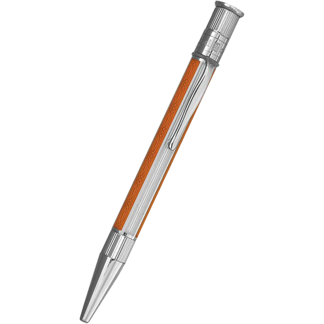 David Oscarson’s Sterling Silver Guilloche and Hard Enamel Ballpoint Pen Enamel Saffron-White-Pen Boutique Ltd
