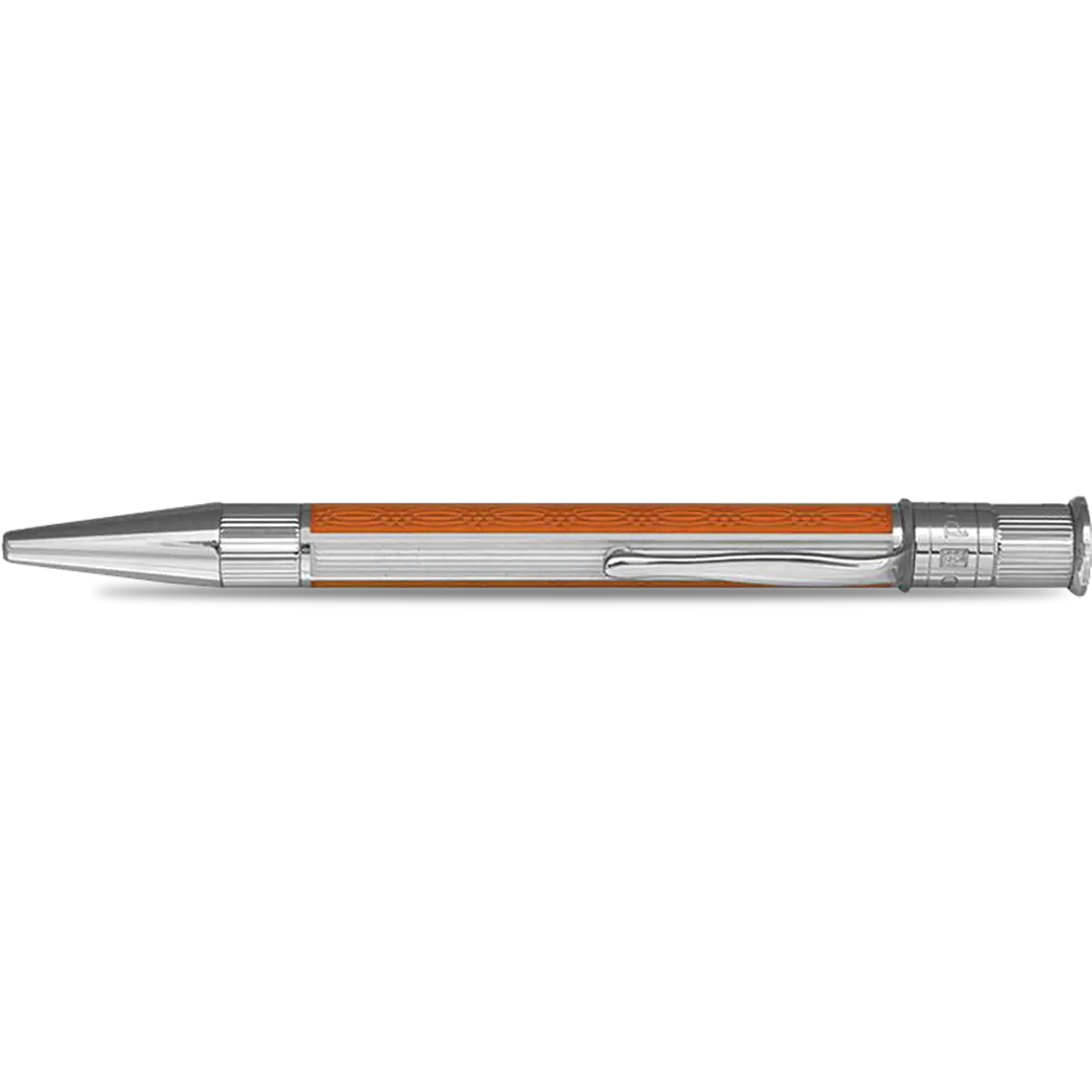 David Oscarson’s Sterling Silver Guilloche and Hard Enamel Ballpoint Pen Enamel Saffron-White-Pen Boutique Ltd