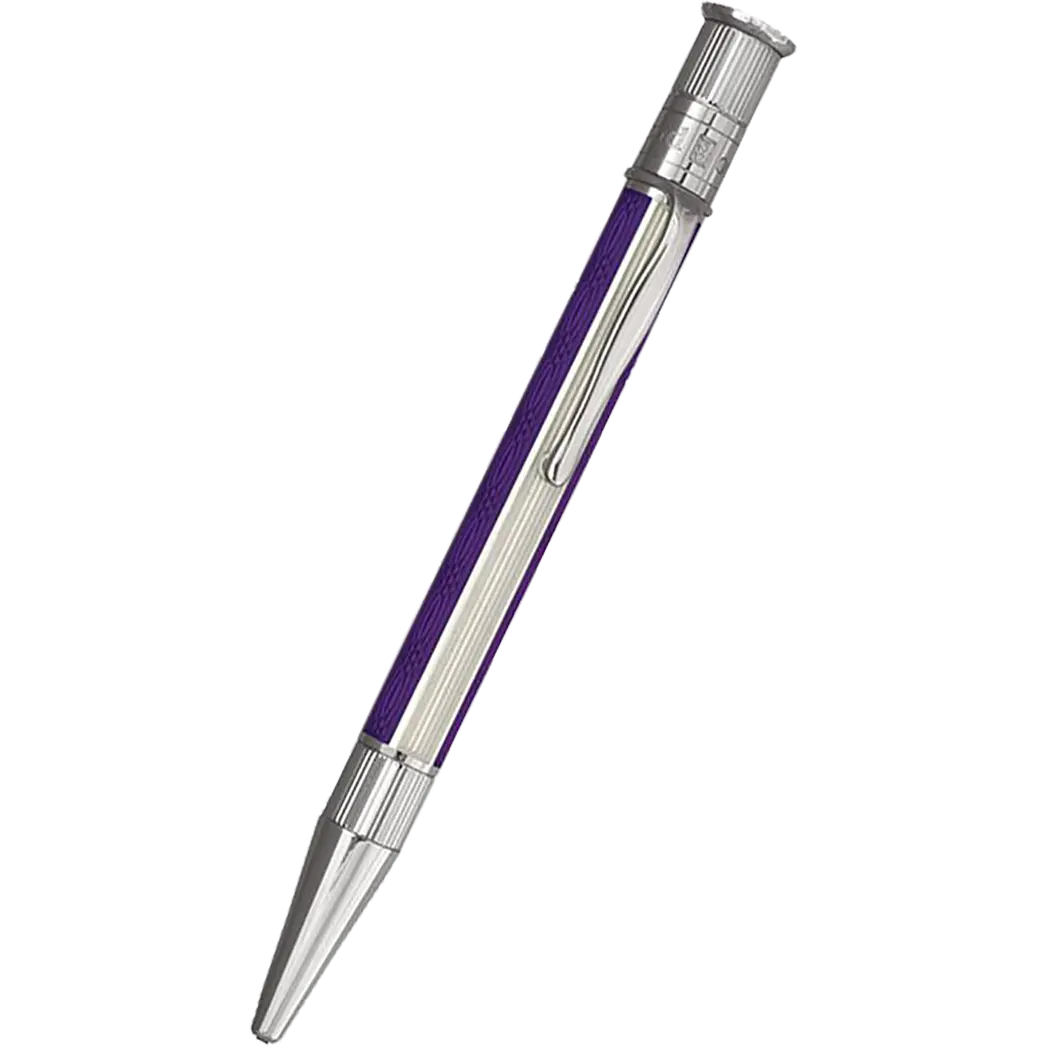 David Oscarson’s Sterling Silver Guilloche and Hard Enamel Ballpoint Pen Violet-White-Pen Boutique Ltd