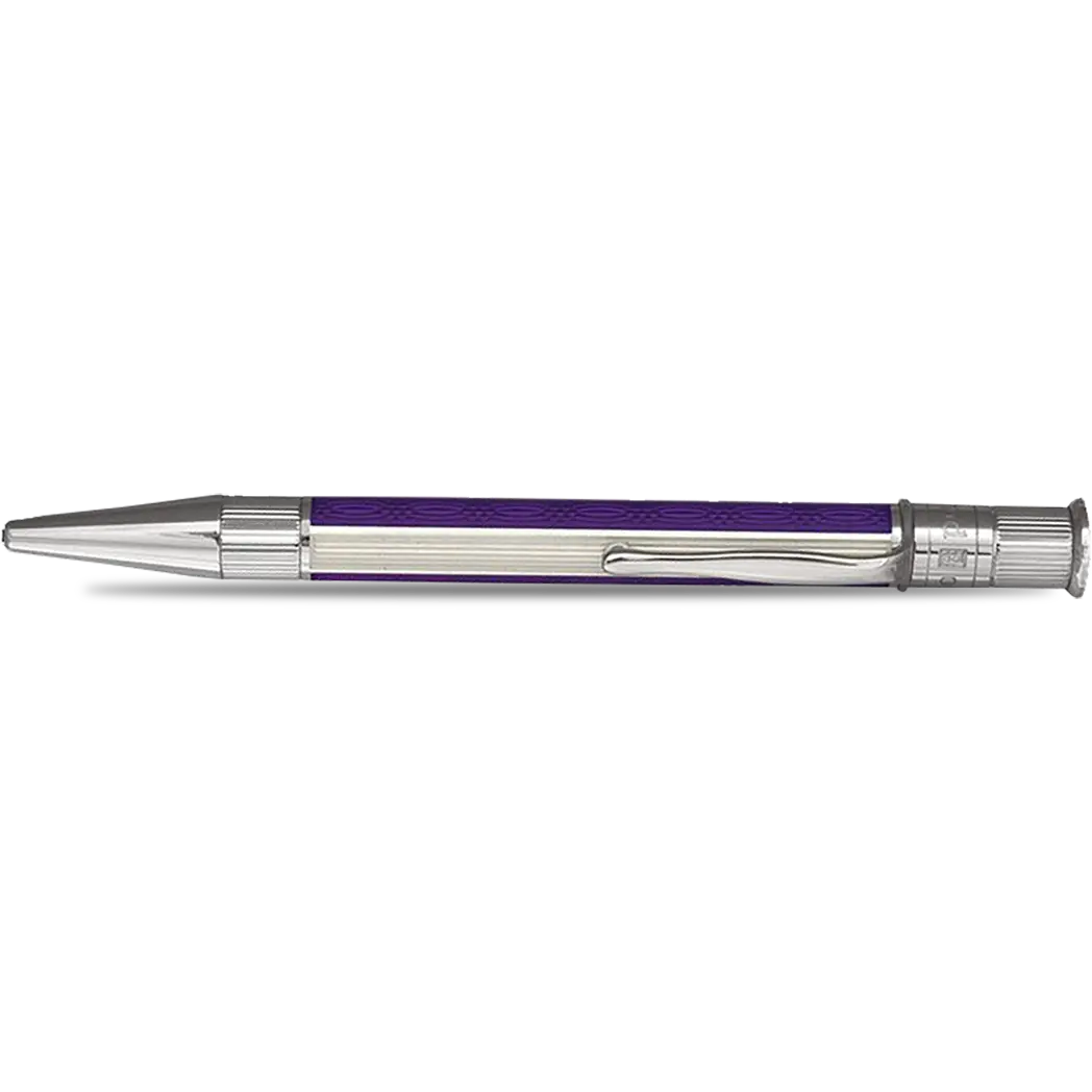 David Oscarson’s Sterling Silver Guilloche and Hard Enamel Ballpoint Pen Violet-White-Pen Boutique Ltd