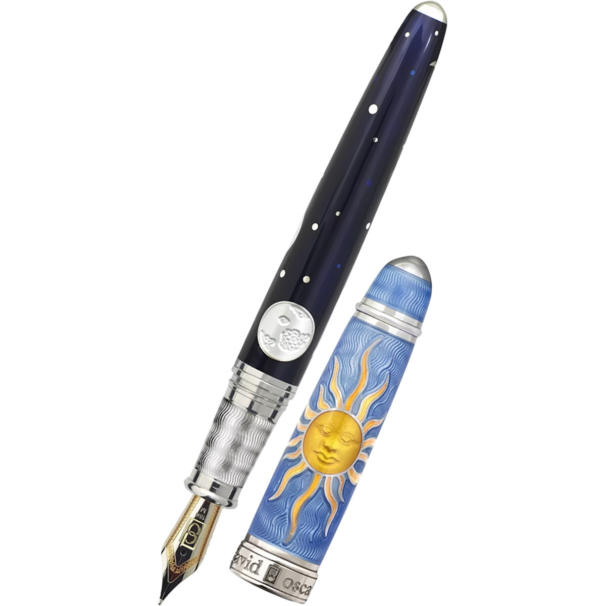 David Oscarson Celestial Fountain Pen - Limited Edition - Azure Blue Golden Yellow-Pen Boutique Ltd
