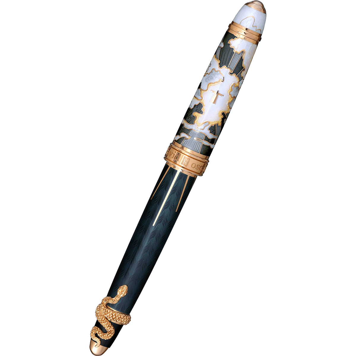 David Oscarson Deus Regit Fountain Pen - Moss Black - Gold Trim - Pen Boutique Ltd