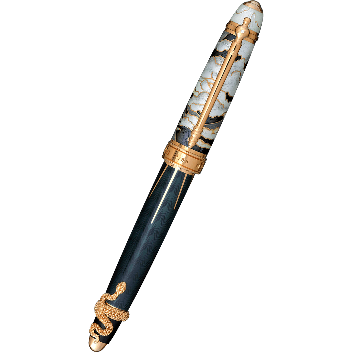 David Oscarson Deus Regit Fountain Pen - Moss Black - Gold Trim - Pen Boutique Ltd