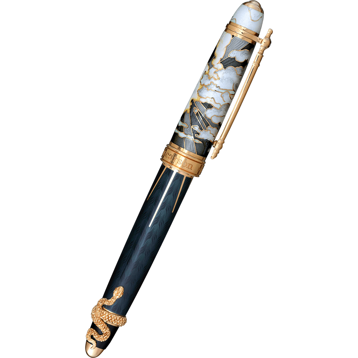 David Oscarson Deus Regit Fountain Pen - Moss Black - Gold Trim - Pen Boutique Ltd