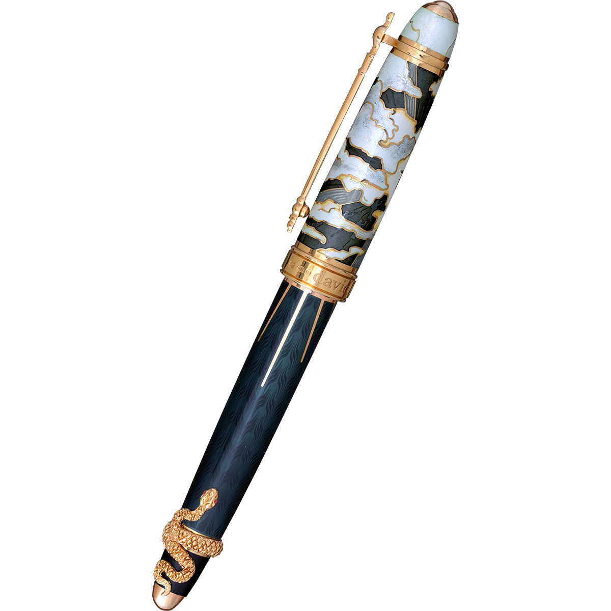 David Oscarson Deus Regit Rollerball Pen - Moss Black - Gold Trim-Pen Boutique Ltd