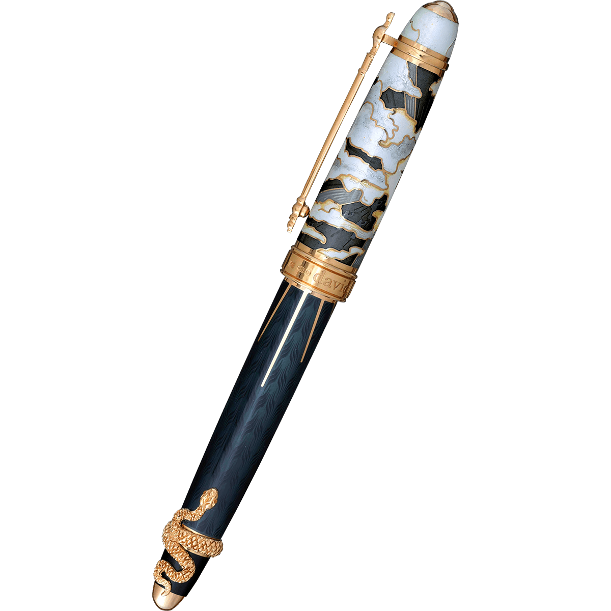 David Oscarson Deus Regit Rollerball Pen - Moss Black - Gold Trim - Pen Boutique Ltd