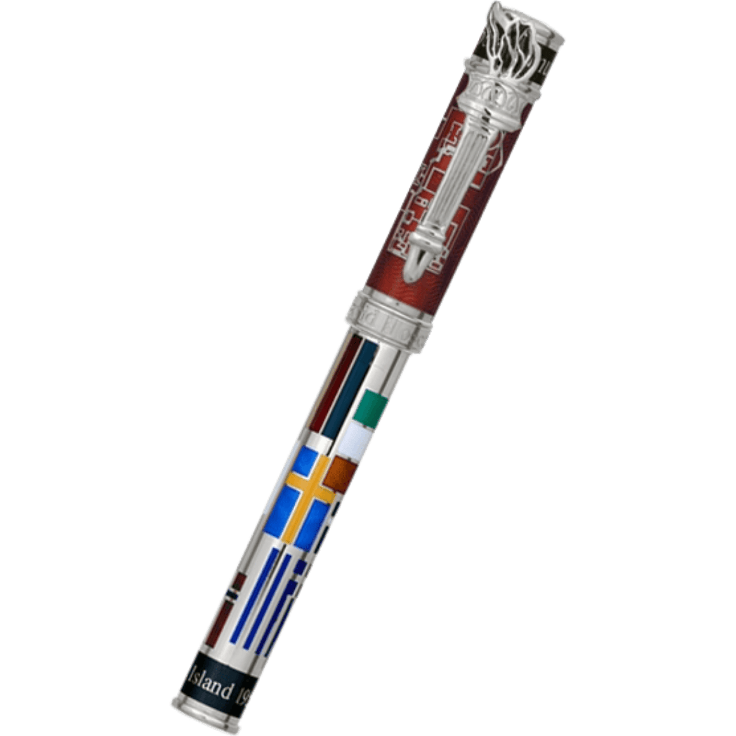 David Oscarson Ellis Island Fountain Pen - Ruby Red - Silver Trim - Pen Boutique Ltd
