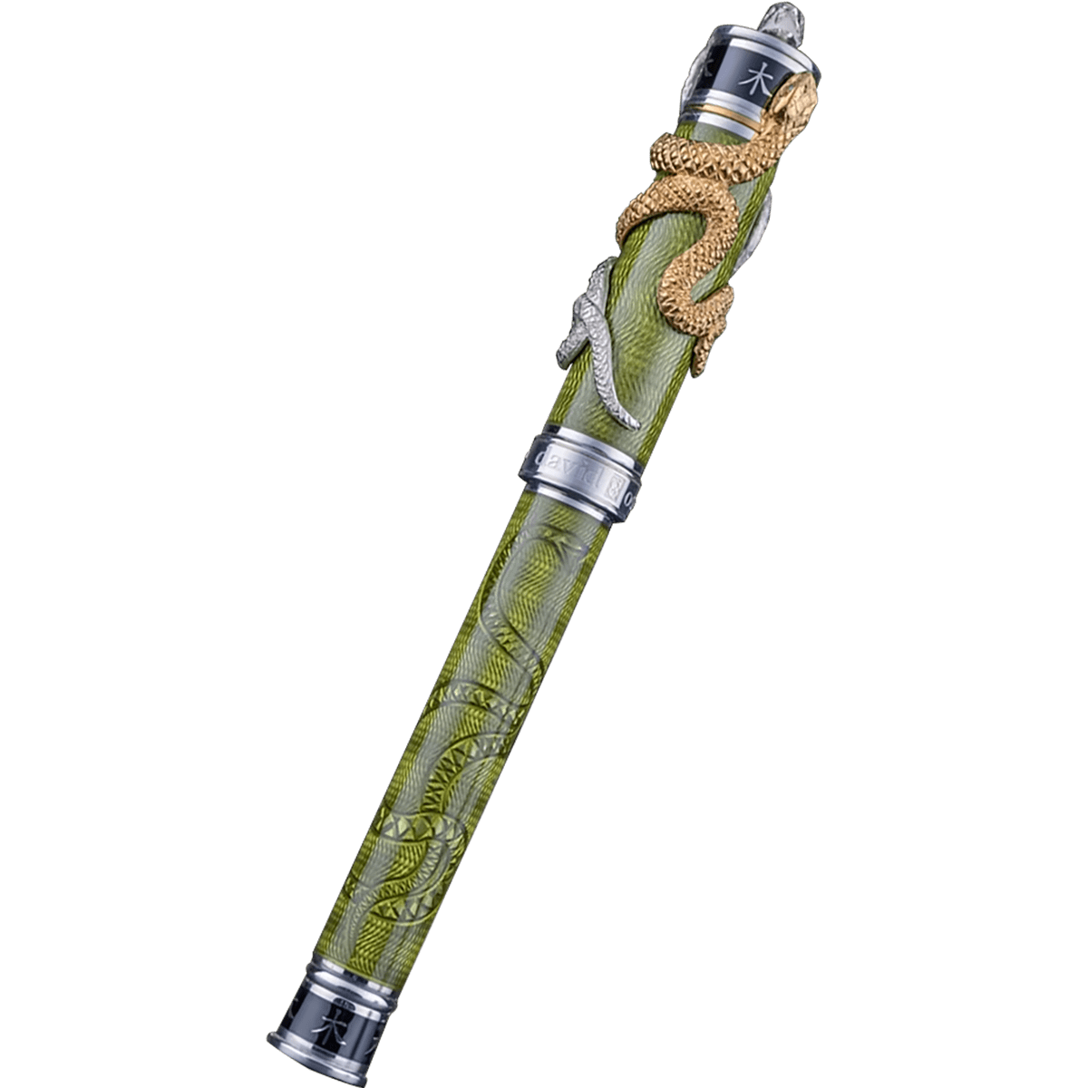 David Oscarson Green Wood Snake Fountain Pen - New Moss (Limited Edition) - Pen Boutique Ltd
