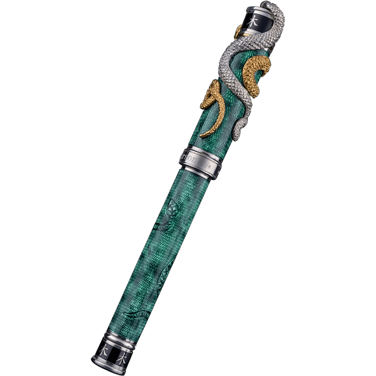 David Oscarson Green Wood Snake Fountain Pen - Verdigris (Limited Edition) - Pen Boutique Ltd
