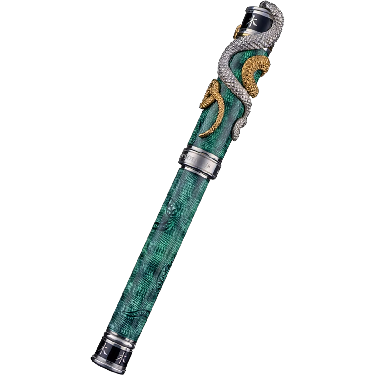 David Oscarson Green Wood Snake Rollerball Pen - Verdigris-Pen Boutique Ltd