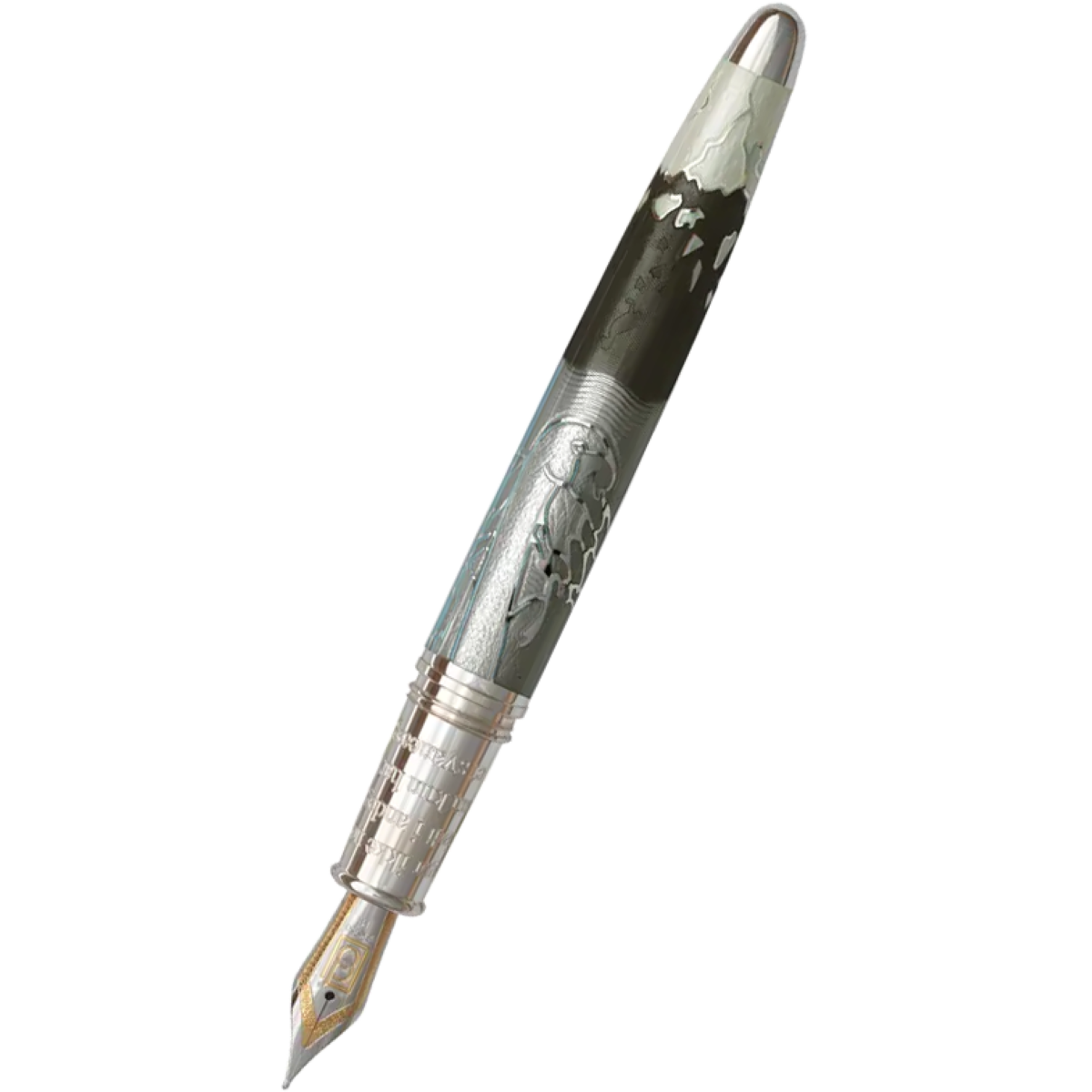 David Oscarson Hans Christian Andersen Fountain Pen - Grey Black White-Pen Boutique Ltd