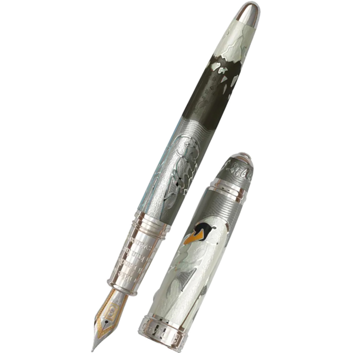 David Oscarson Hans Christian Andersen Fountain Pen - Grey Black White-Pen Boutique Ltd