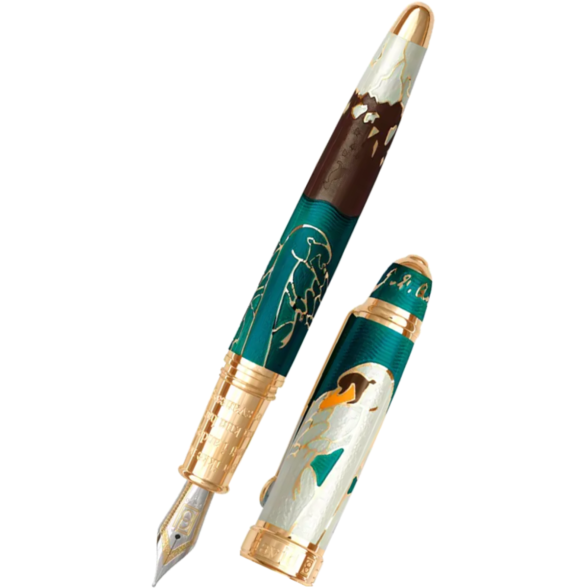David Oscarson Hans Christian Andersen Fountain Pen - Teal Coffee White Gold-Pen Boutique Ltd