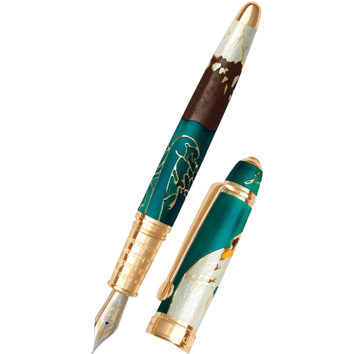 David Oscarson Hans Christian Andersen Fountain Pen - Teal Coffee White Gold-Pen Boutique Ltd