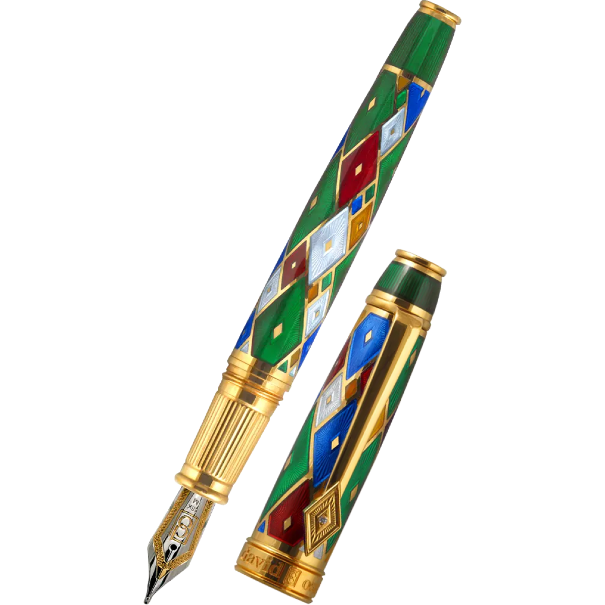David Oscarson Harlequin Fountain Pen - Emerald Green-Pen Boutique Ltd