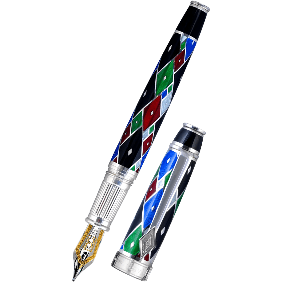 David Oscarson Harlequin Fountain Pen - Opaque Black/Onyx - Pen Boutique Ltd