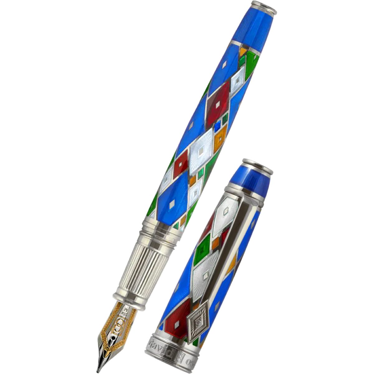 David Oscarson Harlequin Fountain Pen - Sapphire Blue-Pen Boutique Ltd