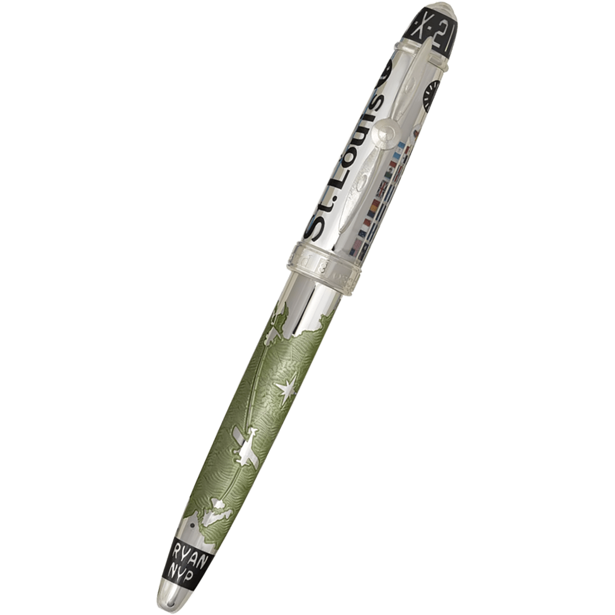 David Oscarson Spirit of St. Louis Fountain Pen - Charles Lindbergh Sea Green - Pen Boutique Ltd