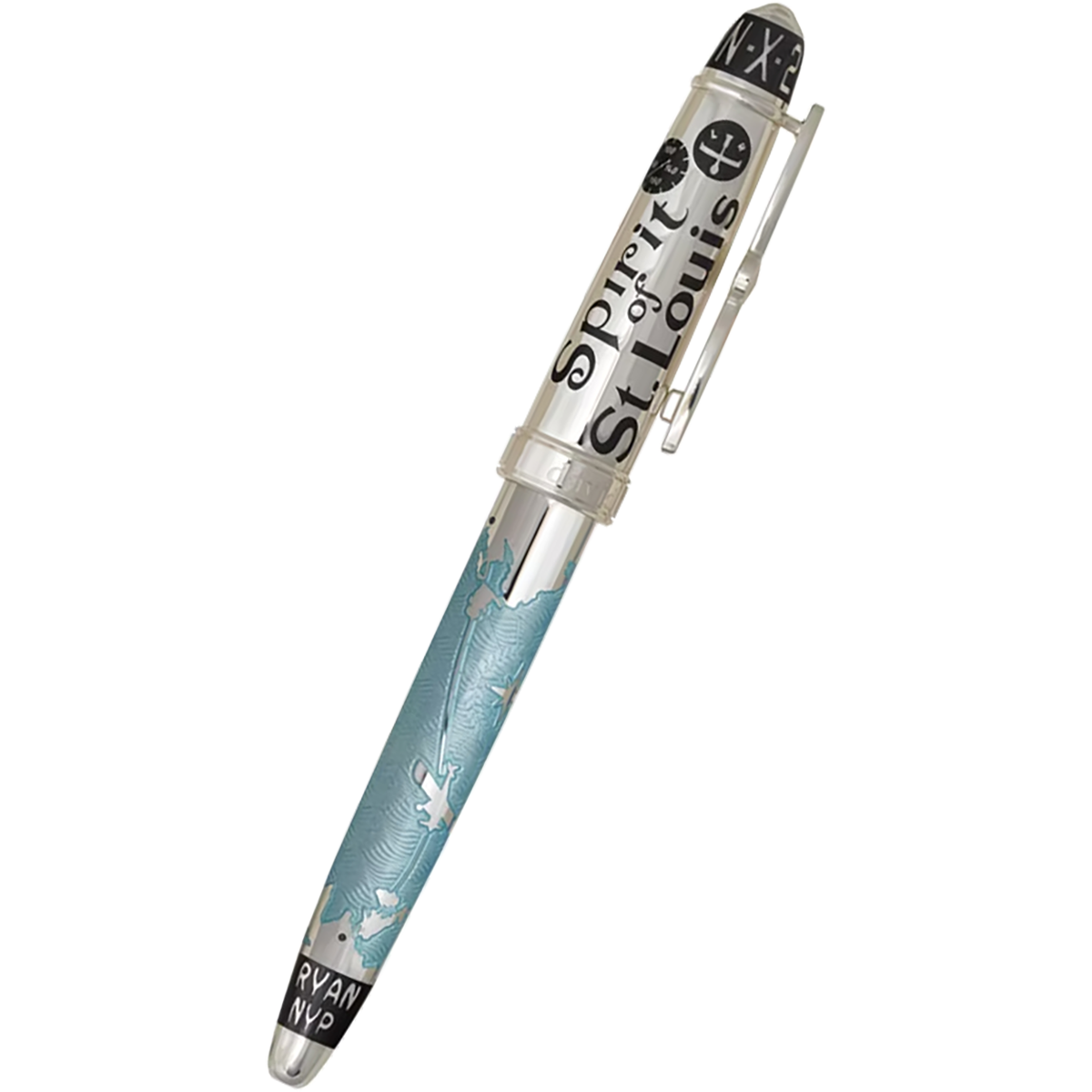 David Oscarson Spirit of St. Louis Rollerball Pen - Charles Lindbergh Sky Blue-Pen Boutique Ltd