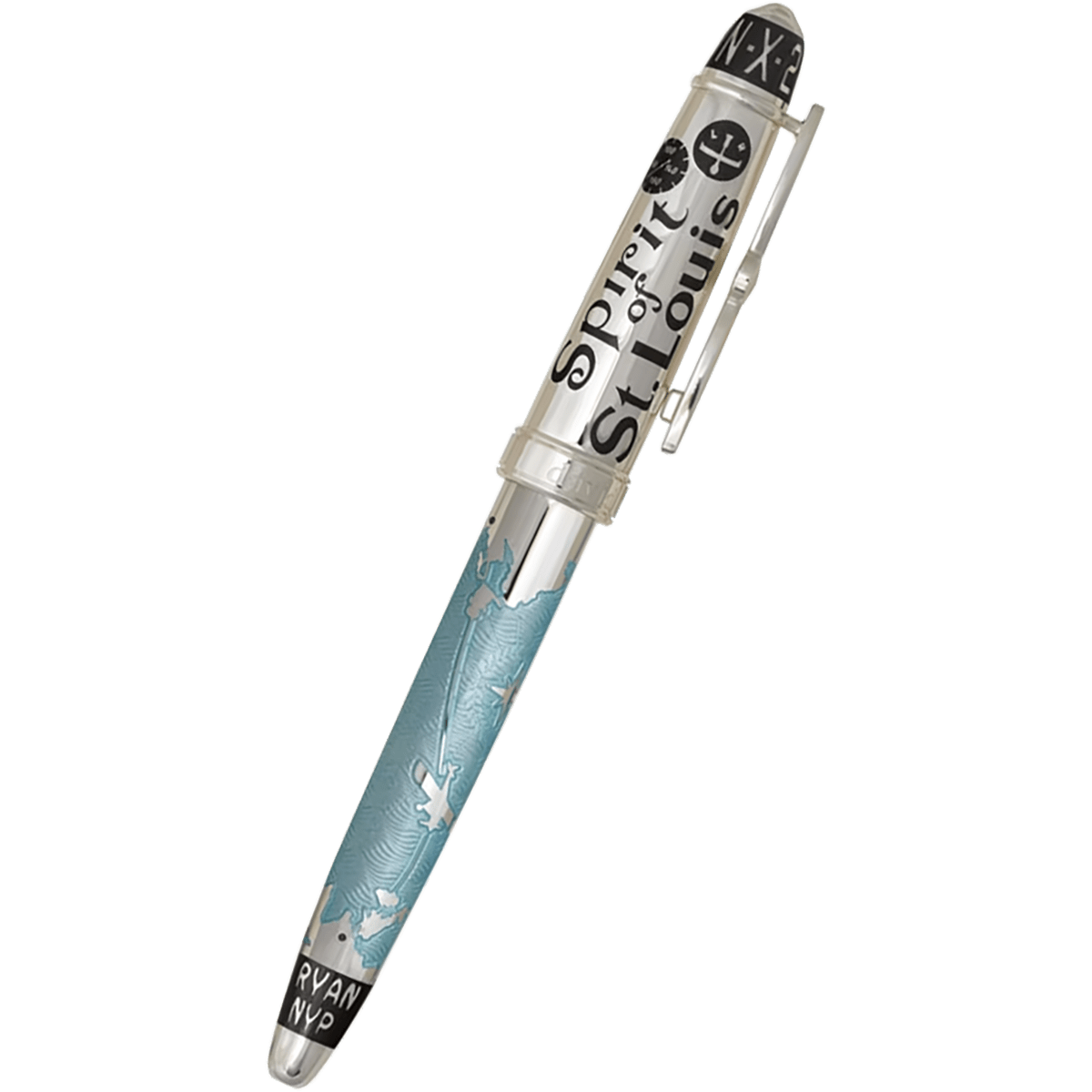 David Oscarson Spirit of St. Louis Rollerball Pen - Charles Lindbergh Sky Blue - Pen Boutique Ltd